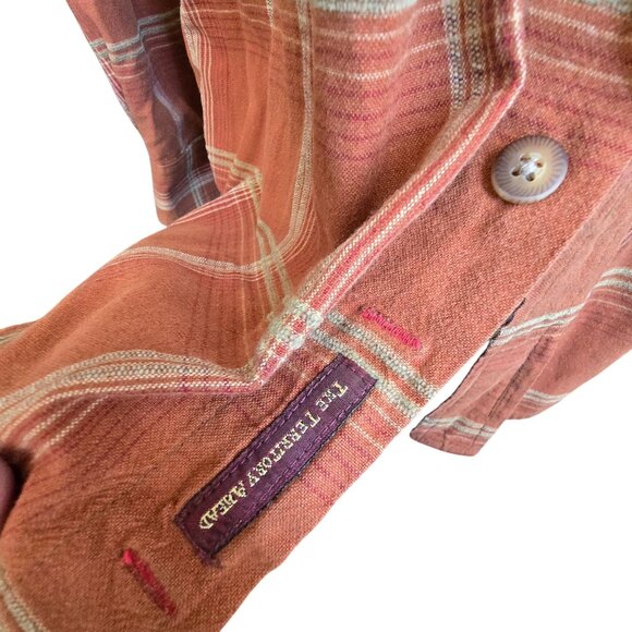 The Territory Ahead Orange Plaid Button-Down Shirt Womans Large Cotton CM2098 - Picture 11 of 12